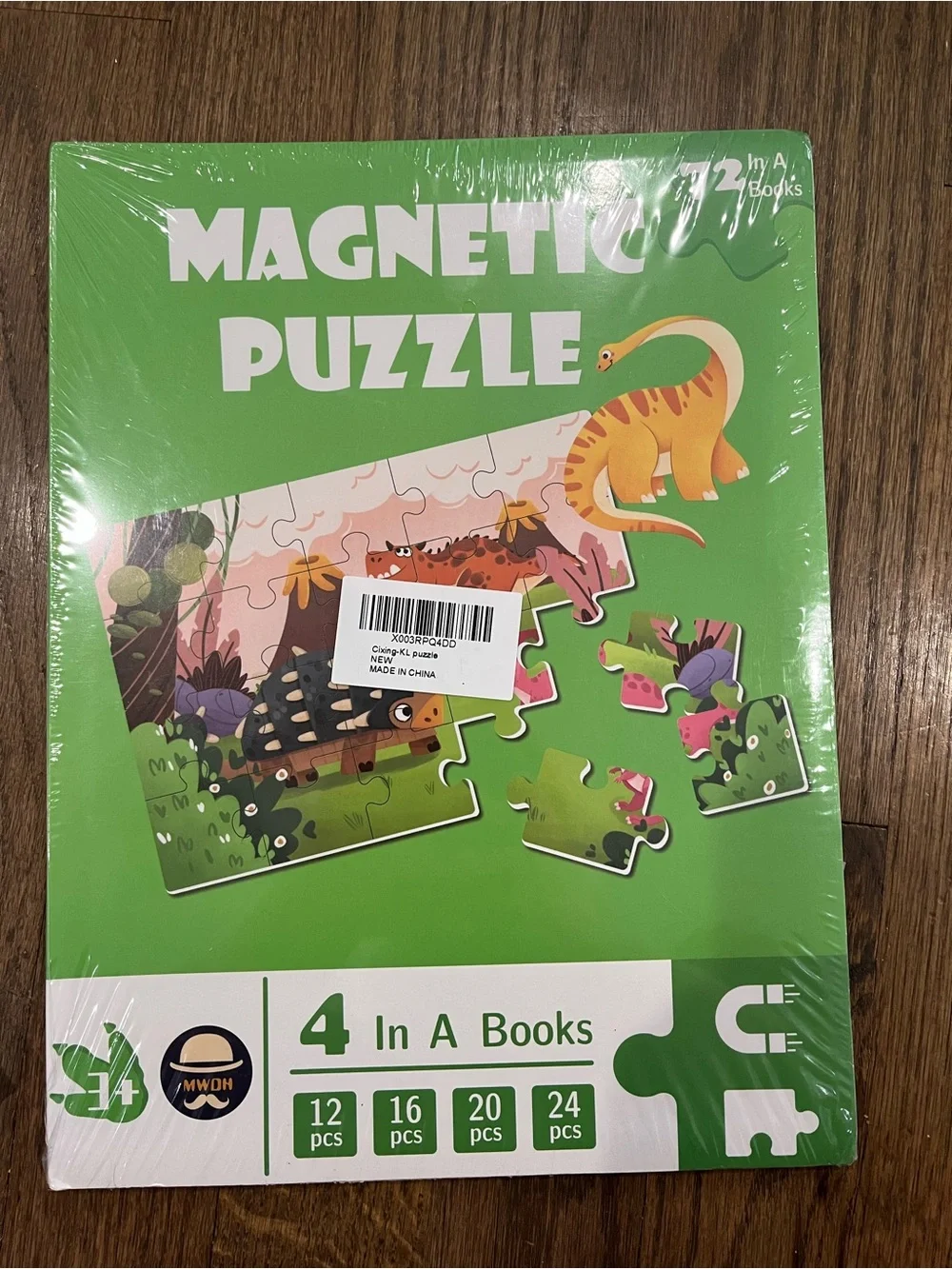 Magnetic Puzzle Set for Kids - Green Dinosaur Theme